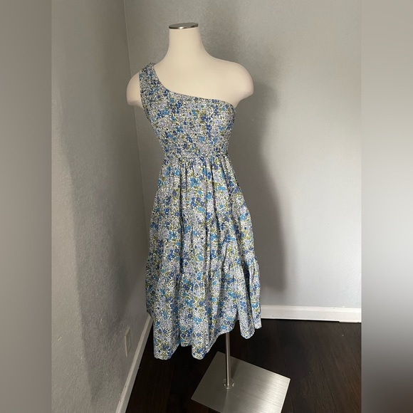 Lulu's Blue and Green One-Shoulder Sundress - Picture 2 of 5